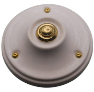 Sonnette en Porcelaine noire bouton Laiton + carillon sans fil