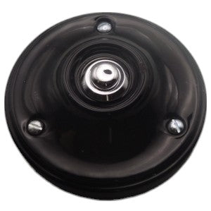 Sonnette en Porcelaine noire bouton Chromé+ carillon sans fil