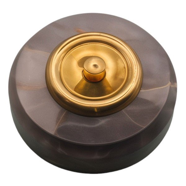 Sonnette marbre noire collerette laiton + carillon sans fil
